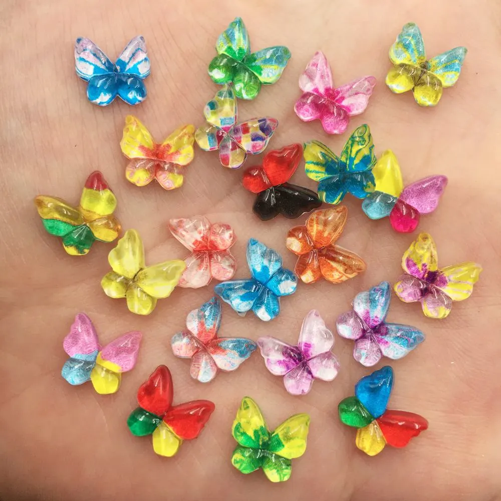 Nail Art Overlay - เรซิ่นแวววาว10มม. น่ารักๆตุ๊กตาพลอยเทียมแบบด้านหลังเรียบผีเสื้อขนาดเล็กต่างหูเพ้นท์เล็บอุปกรณ์สมุดภาพประดิษฐ์แบบ DIY
