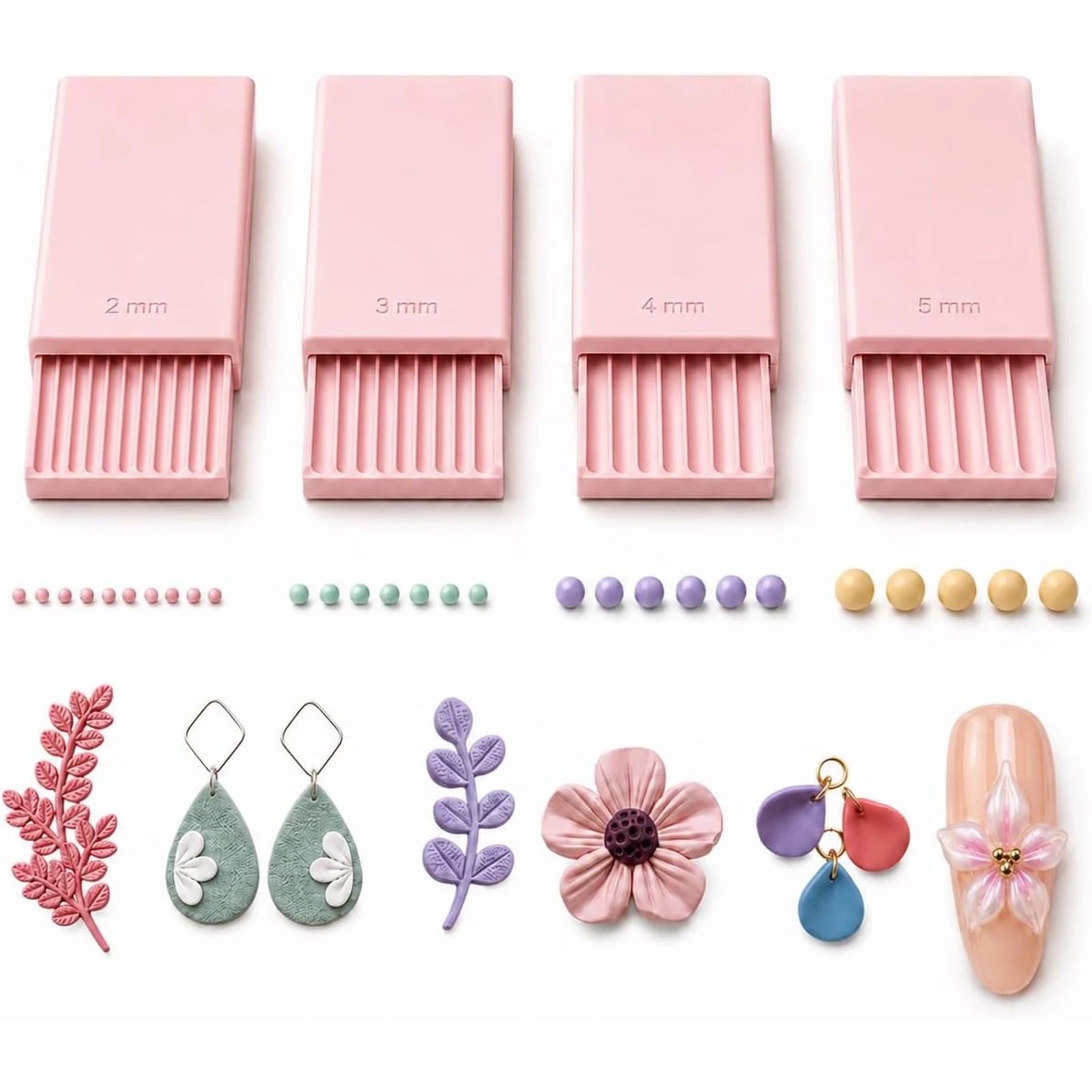 Nail Art Gel - เครื่องมือทำลูกปัดเจล 3D สำหรับตกแต่งเล็บ 4 ชิ้น, ลูกกลิ้งลูกปัดสำหรับทำดอกไม้เจล
