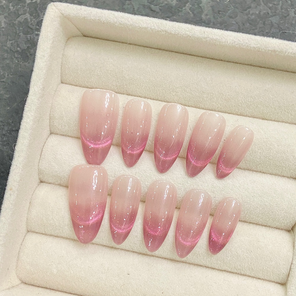 Handmade อัลมอนด์กดบนเล็บ Simp - Nail Art Press On บทวิจารณ์และราคา
