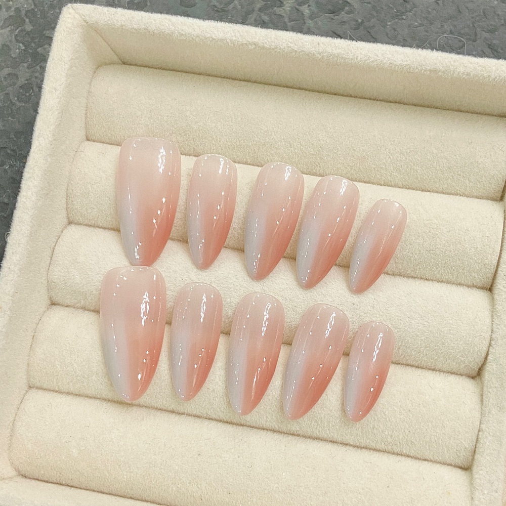 Handmade อัลมอนด์กดบนเล็บ Simp - Nail Art Press On บทวิจารณ์และราคา