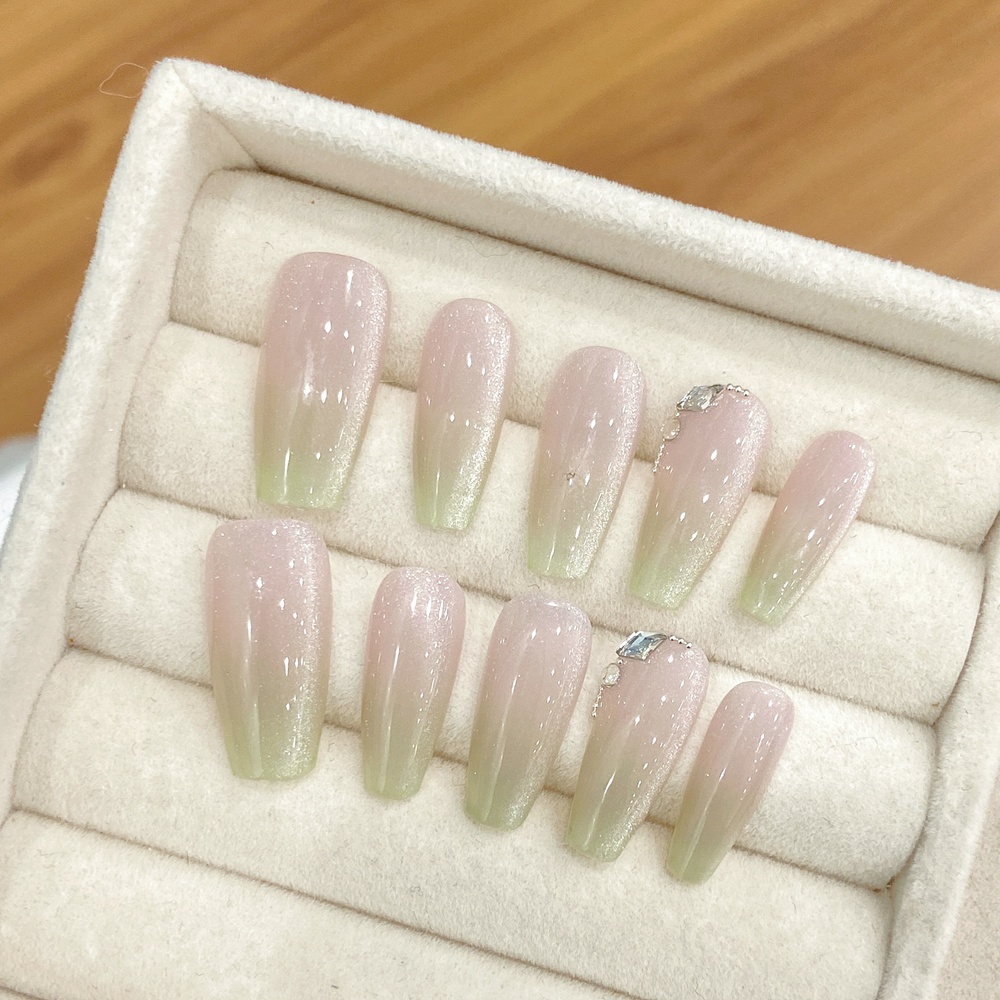 Handmade อัลมอนด์กดบนเล็บ Simp - Nail Art Press On บทวิจารณ์และราคา