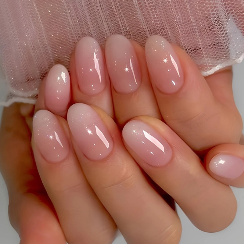 24 ชิ้น เล็บปลอมทรงวงรีสีชมพูแ - Nail Art Ombre Pink บทวิจารณ์และราคา