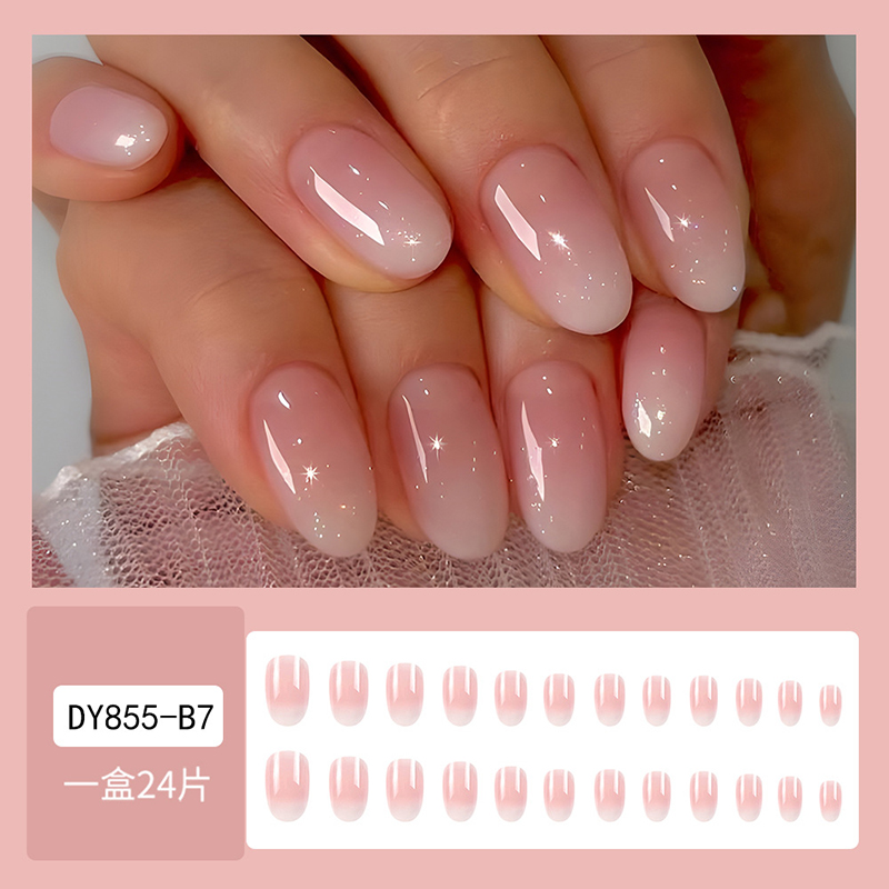 24 ชิ้น เล็บปลอมทรงวงรีสีชมพูแ - Nail Art Ombre Pink บทวิจารณ์และราคา