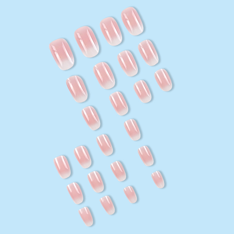 24 ชิ้น เล็บปลอมทรงวงรีสีชมพูแ - Nail Art Ombre Pink บทวิจารณ์และราคา