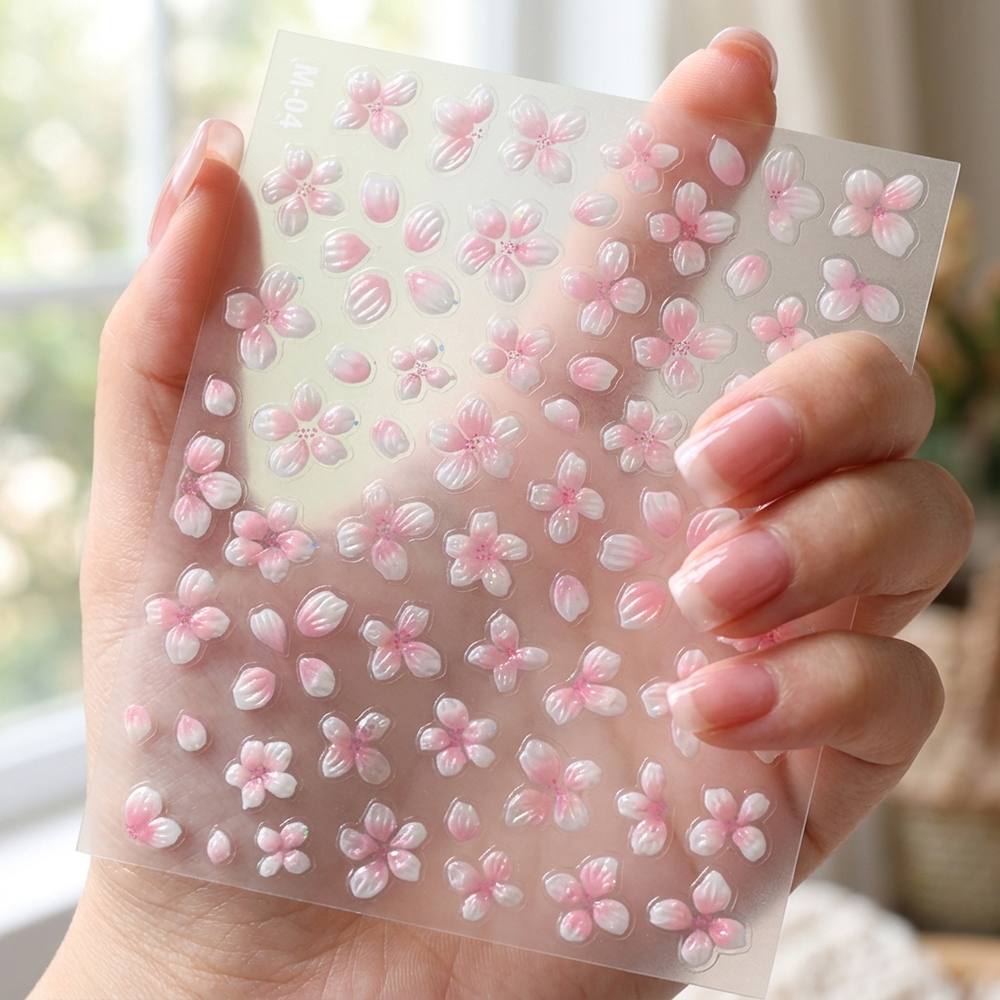 สติกเกอร์ติดเล็บลายดอกซากุระสี - Nail Art Ombre Pink บทวิจารณ์และราคา