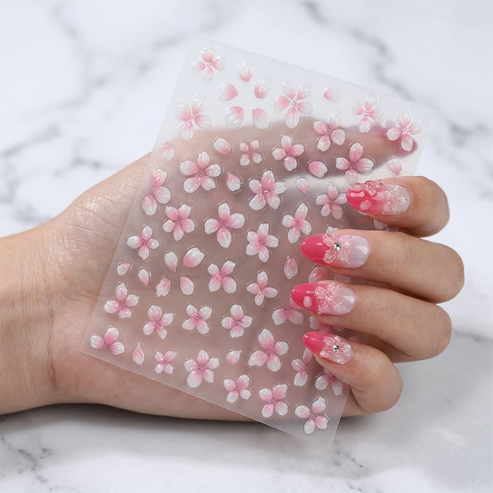 สติกเกอร์ติดเล็บลายดอกซากุระสี - Nail Art Ombre Pink บทวิจารณ์และราคา