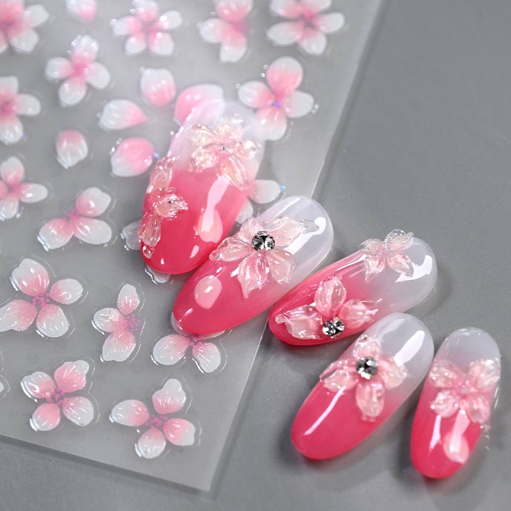 สติกเกอร์ติดเล็บลายดอกซากุระสี - Nail Art Ombre Pink บทวิจารณ์และราคา