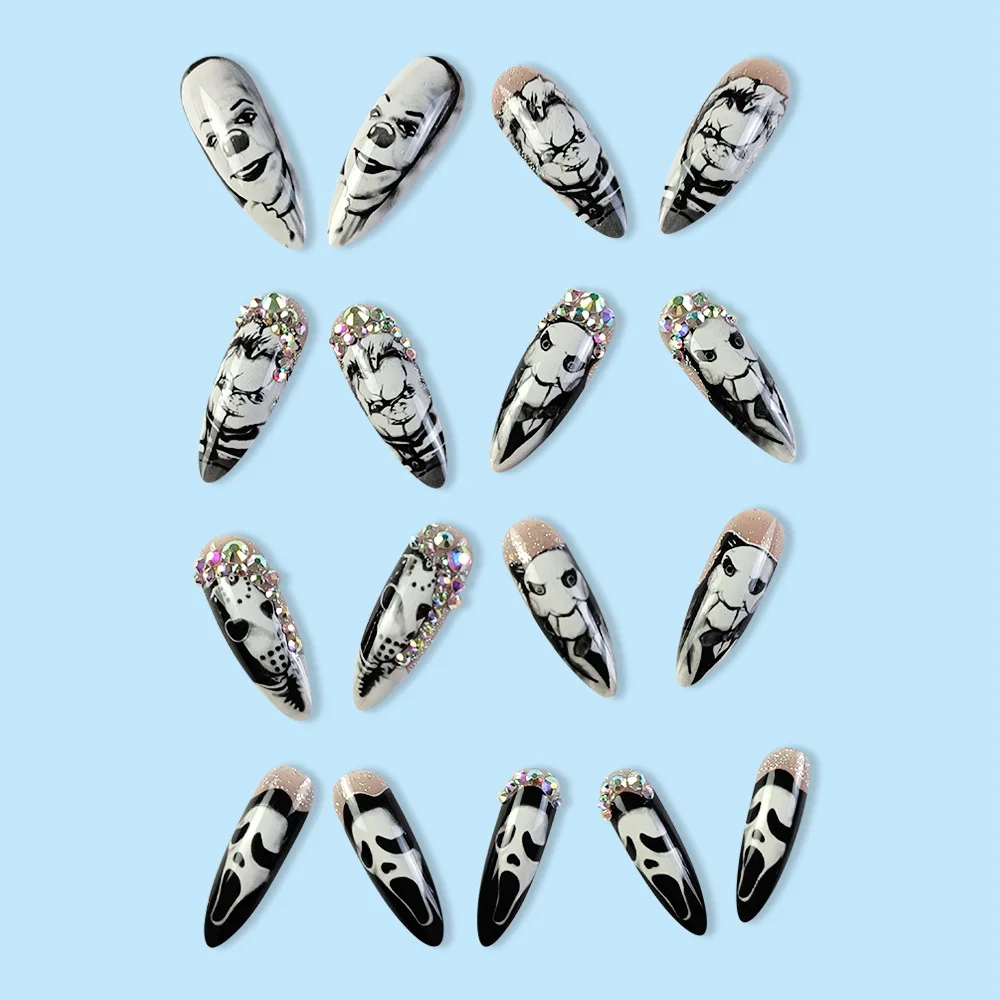 24ชิ้นมันวาวยาวอัลมอนด์ฮาโลวีน - Nail Art Vampire บทวิจารณ์และราคา