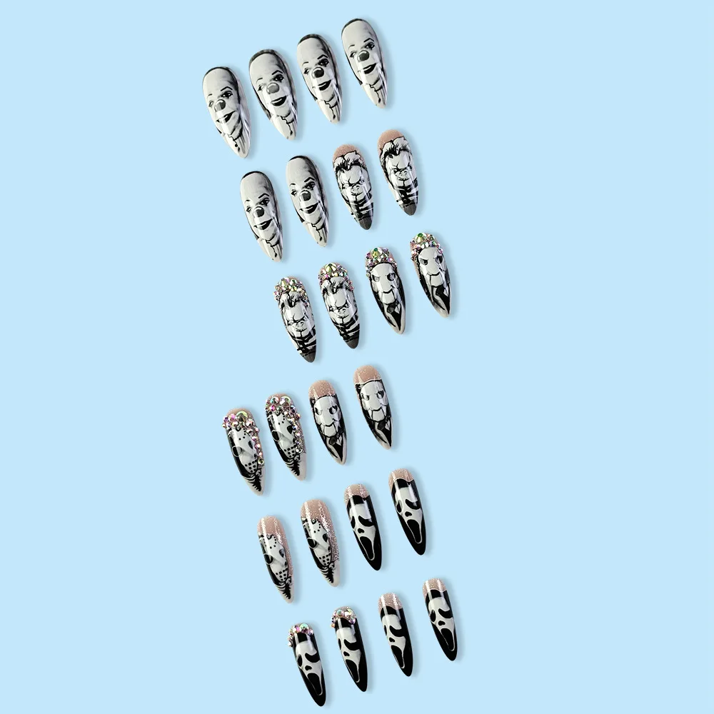 24ชิ้นมันวาวยาวอัลมอนด์ฮาโลวีน - Nail Art Vampire บทวิจารณ์และราคา