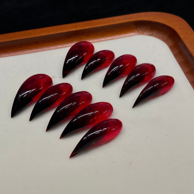 2026ใหม่! เล็บปลอมสีแดงและดำแบ - Nail Art Vampire บทวิจารณ์และราคา