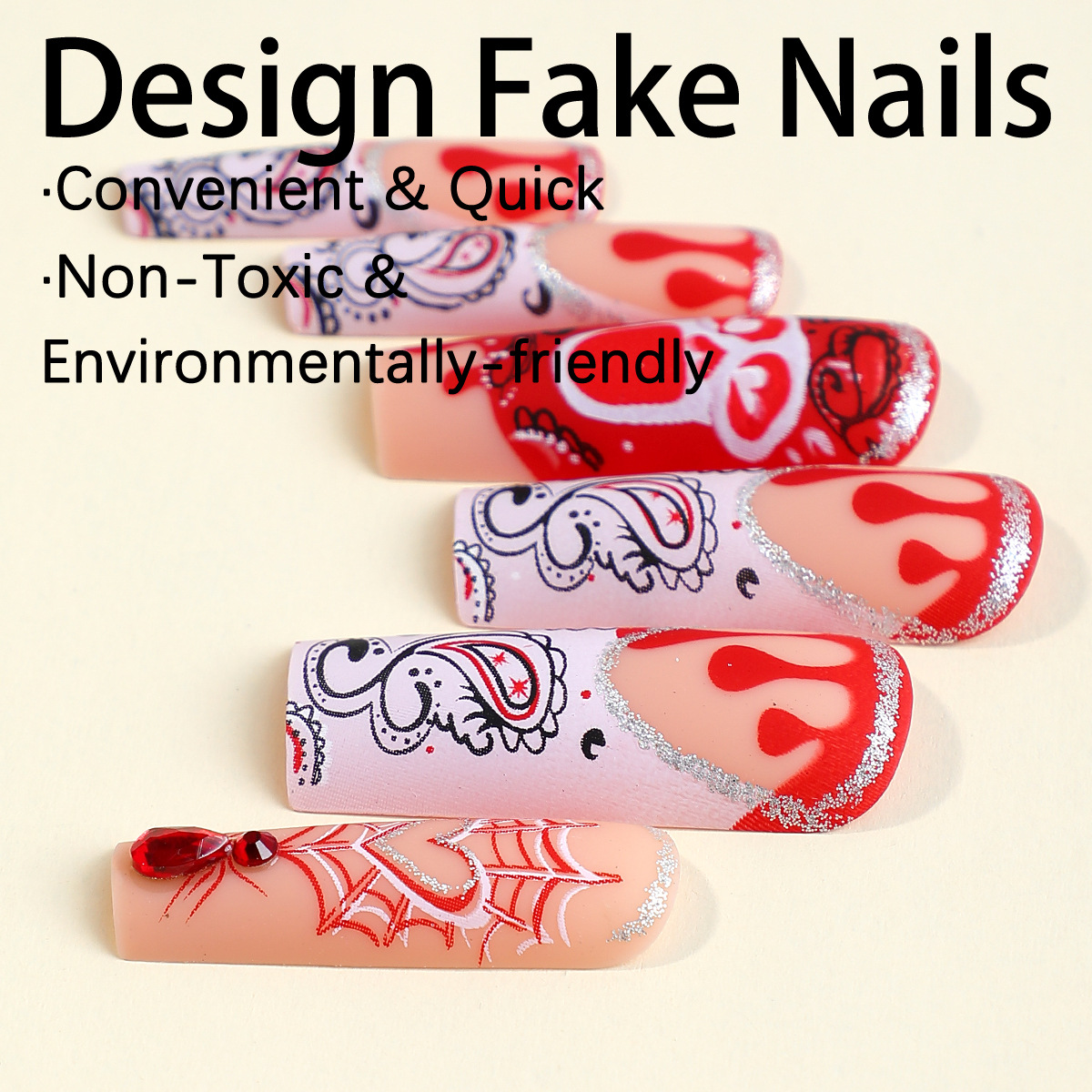 เล็บปลอมรูปหัวกะโหลกเลือดทรงยา - Nail Art Vampire บทวิจารณ์และราคา