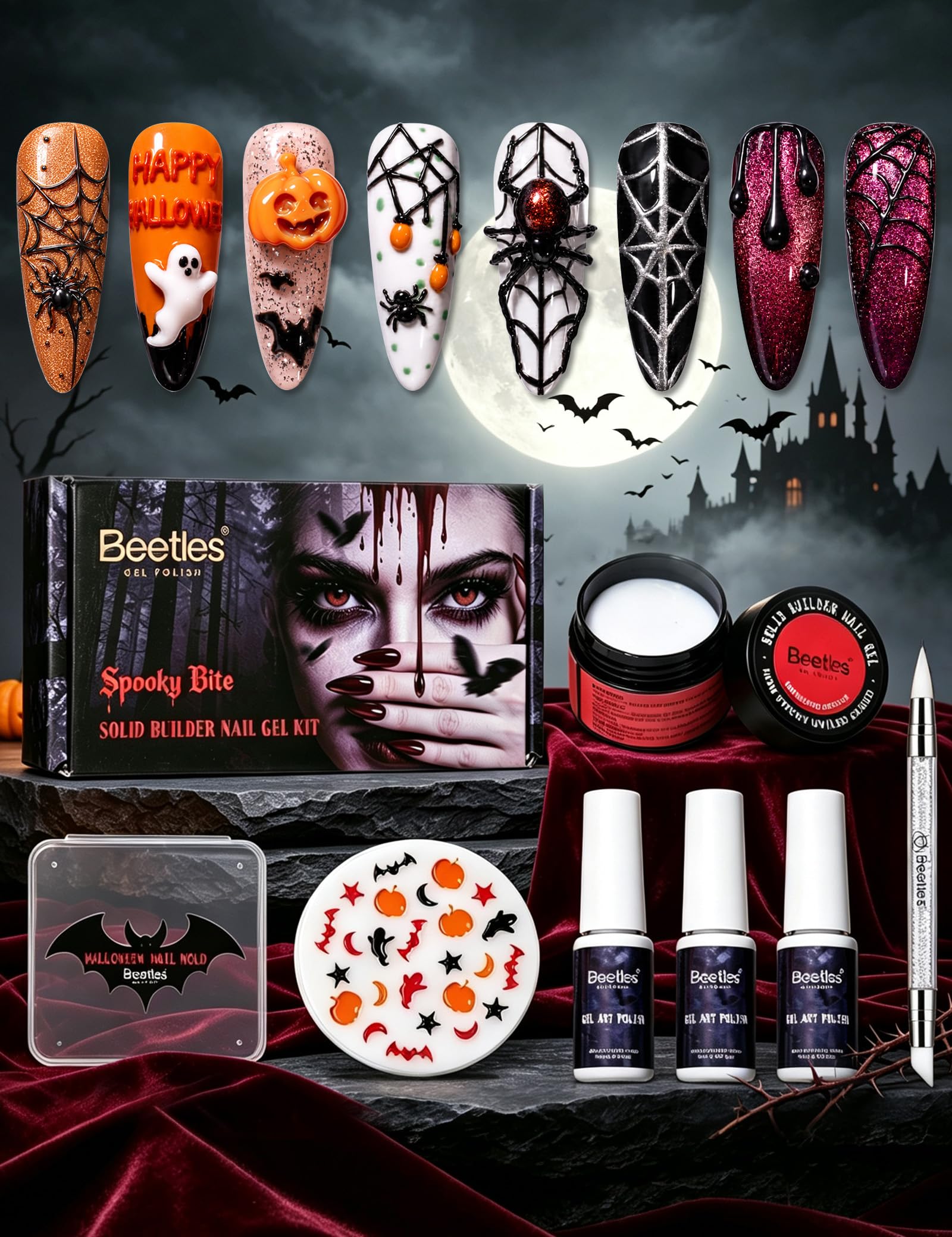 บีเทิลส์ เจลทาเล็บ 3D สีขาวลาย - Nail Art Vampire บทวิจารณ์และราคา
