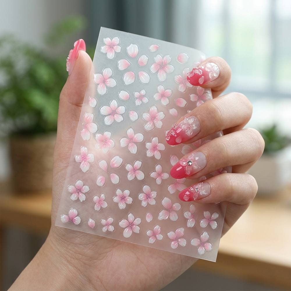 สติกเกอร์ติดเล็บลายดอกซากุระไล - Nail Art Ombre Pink บทวิจารณ์และราคา