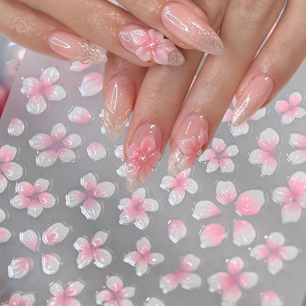 สติกเกอร์ติดเล็บลายดอกซากุระไล - Nail Art Ombre Pink บทวิจารณ์และราคา
