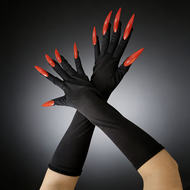 ถุงมือยาว 43 ซม. สำหรับฮาโลวีน - Nail Art Vampire บทวิจารณ์และราคา