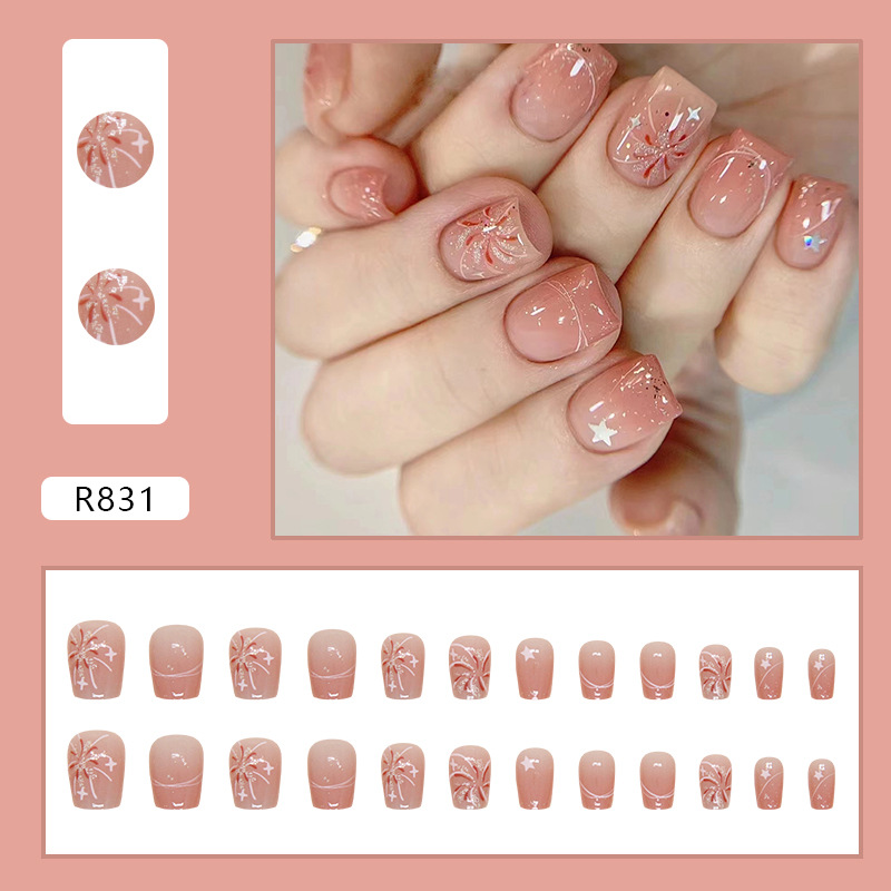 เล็บปลอมสีชมพูแบบกดติด ลายออมเ - Nail Art Ombre Pink บทวิจารณ์และราคา