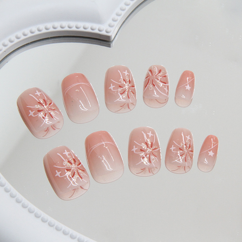 เล็บปลอมสีชมพูแบบกดติด ลายออมเ - Nail Art Ombre Pink บทวิจารณ์และราคา