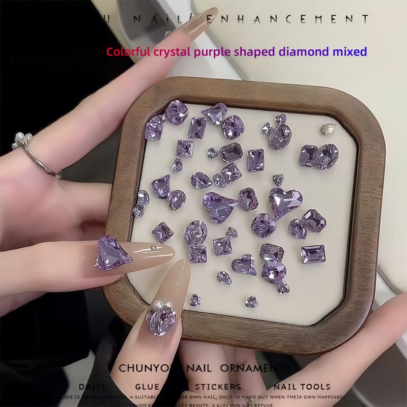 20/50pcs เล็บสีม่วงประกายแก้วค - Nail Art Violet บทวิจารณ์และราคา