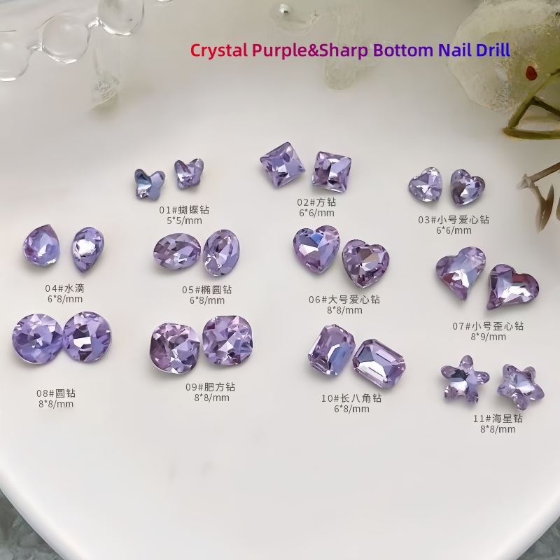 20/50pcs เล็บสีม่วงประกายแก้วค - Nail Art Violet บทวิจารณ์และราคา
