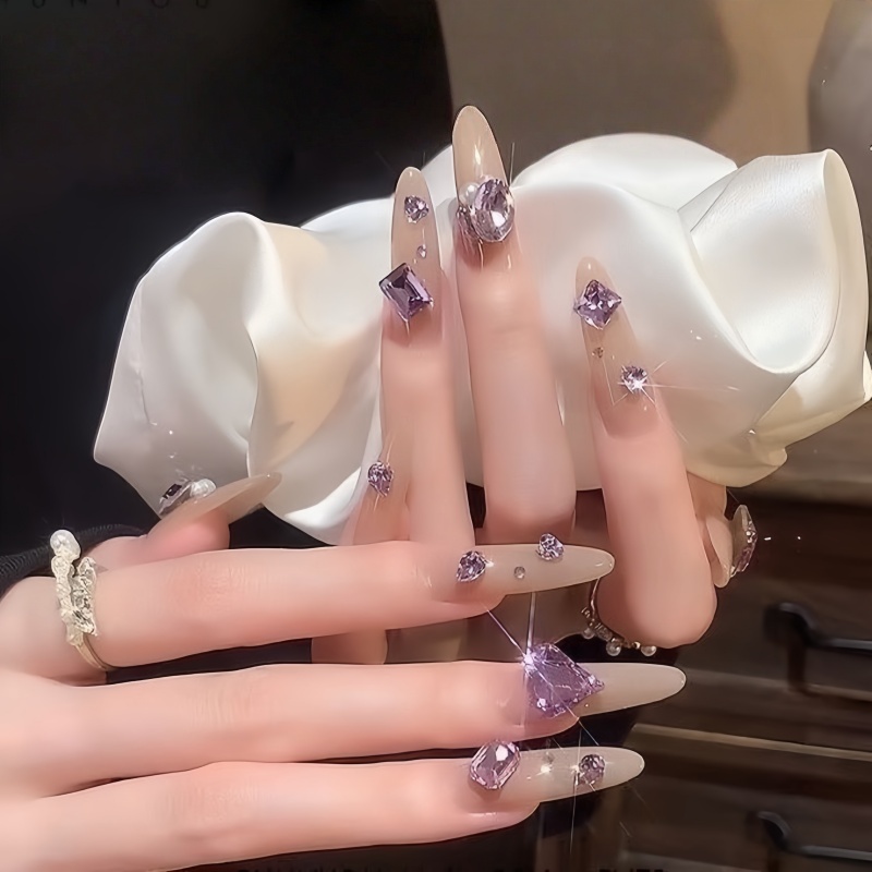 20/50pcs เล็บสีม่วงประกายแก้วค - Nail Art Violet บทวิจารณ์และราคา