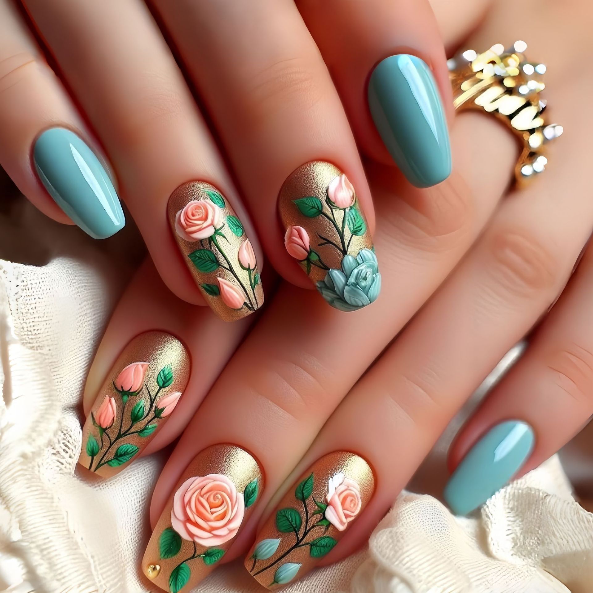 เล็บปลอมขนาดกลางสำหรับผู้หญิงแ - Nail Art Press On บทวิจารณ์และราคา