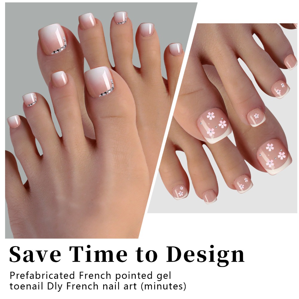 เล็บปลอมสั้นทรงเหลี่ยมสำหรับนิ - Nail Art Ombre Pink บทวิจารณ์และราคา
