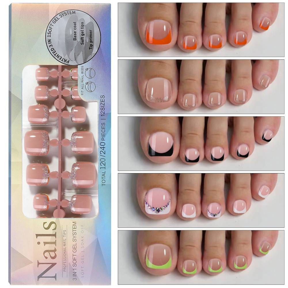 เล็บปลอมสั้นทรงเหลี่ยมสำหรับนิ - Nail Art Ombre Pink บทวิจารณ์และราคา