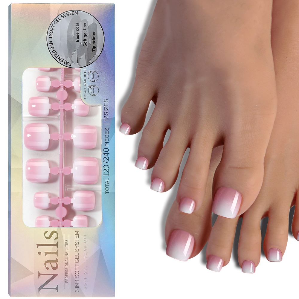 เล็บปลอมสั้นทรงเหลี่ยมสำหรับนิ - Nail Art Ombre Pink บทวิจารณ์และราคา