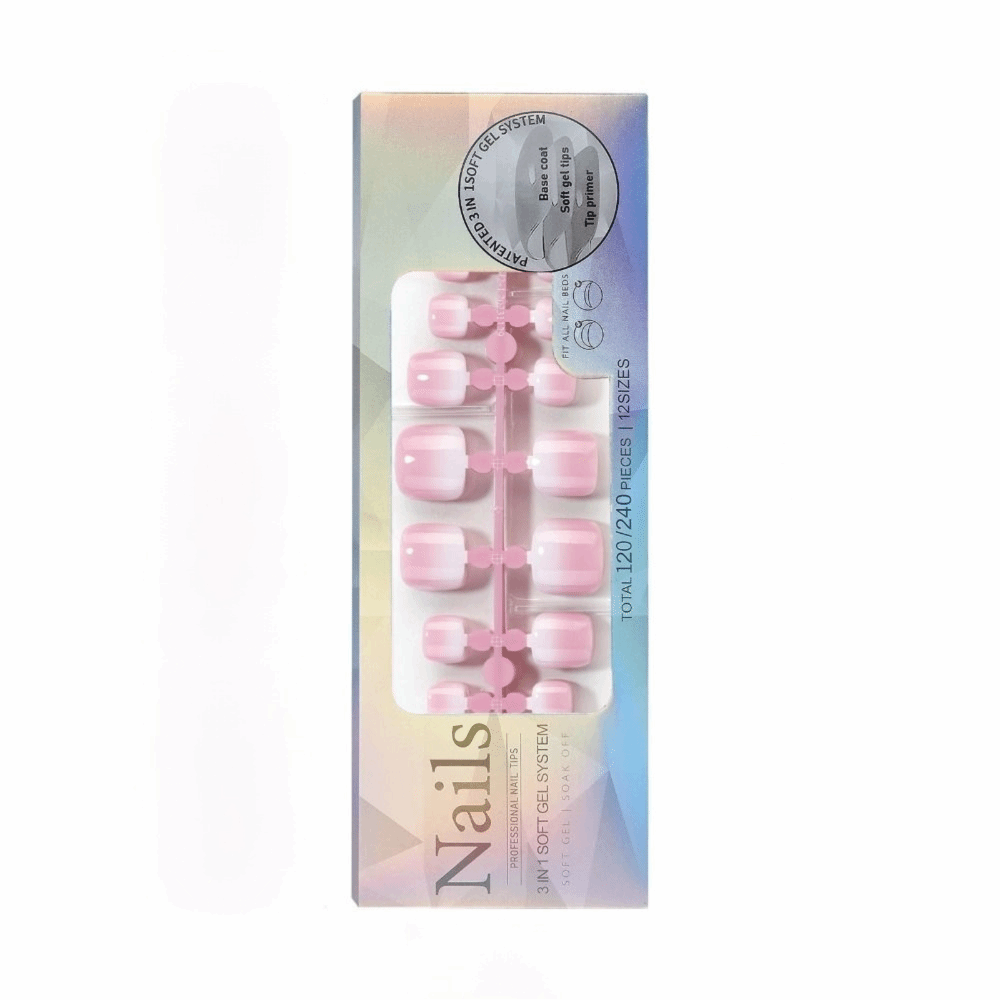 เล็บปลอมสั้นทรงเหลี่ยมสำหรับนิ - Nail Art Ombre Pink บทวิจารณ์และราคา