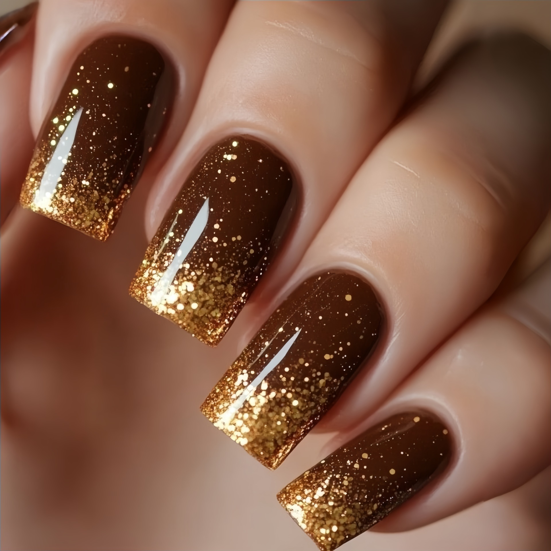 เล็บปลอมแบบสั้น-กลาง สีไล่ระดั - Nail Art Press On บทวิจารณ์และราคา