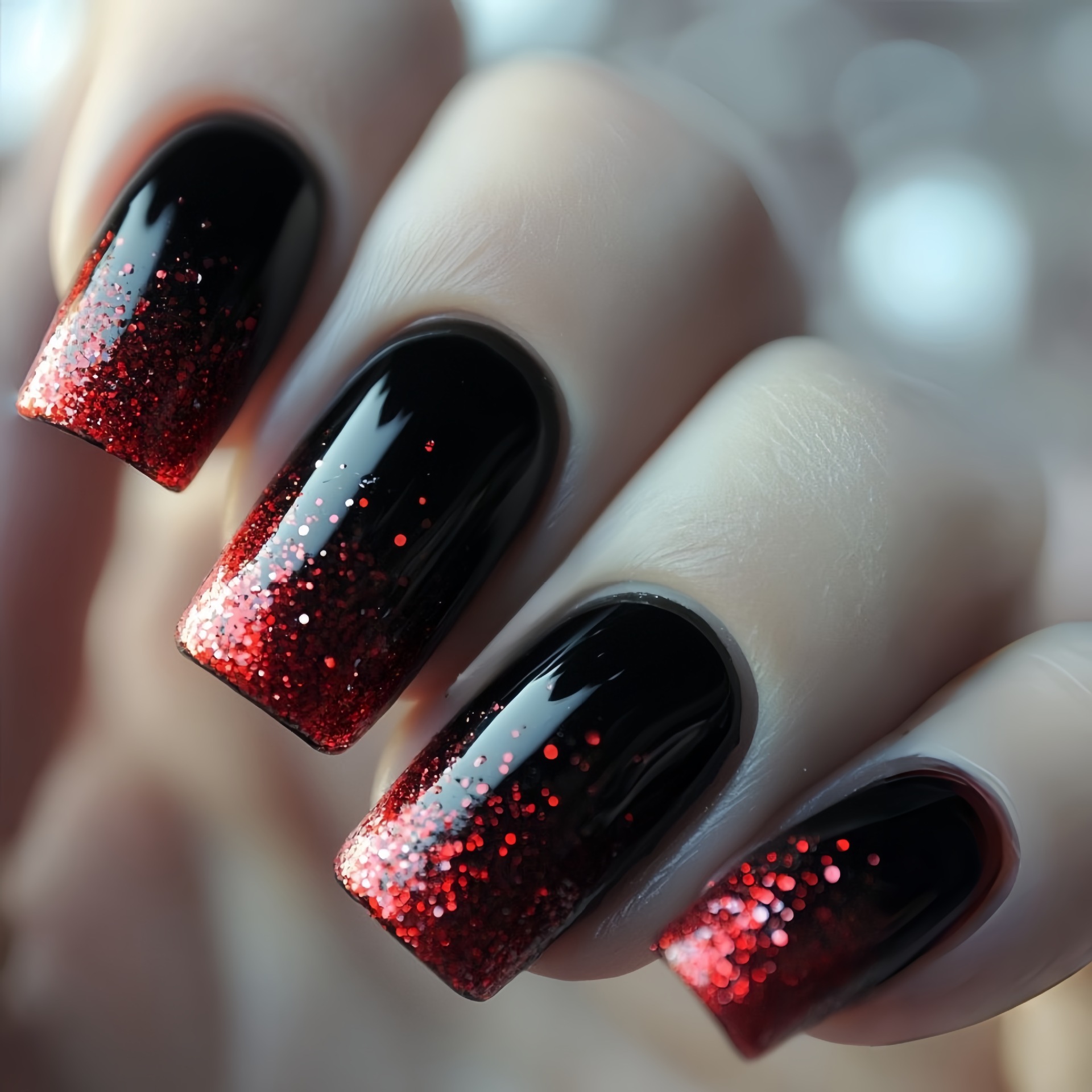เล็บปลอมแบบสั้น-กลาง สีไล่ระดั - Nail Art Press On บทวิจารณ์และราคา