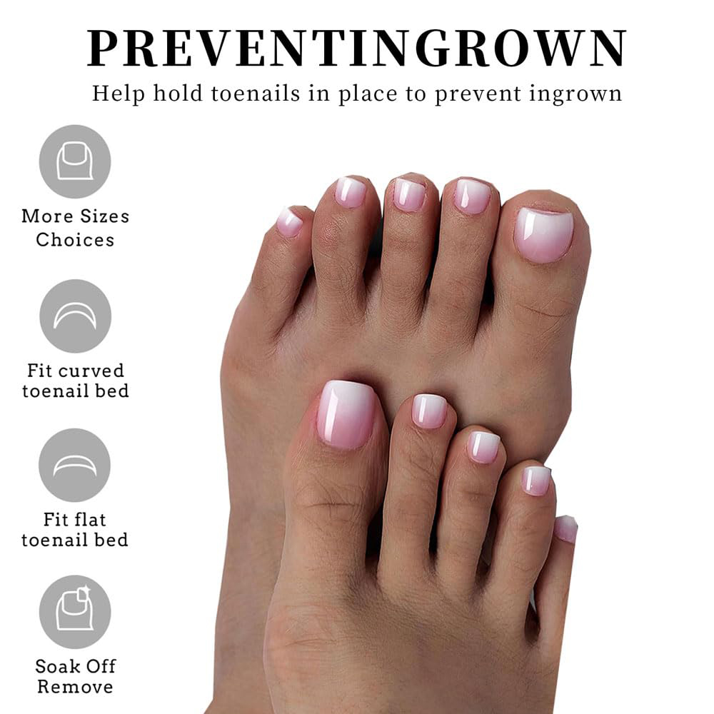 ปลายเล็บเท้าสีชมพูขาวแบบไล่เฉด - Nail Art Ombre Pink บทวิจารณ์และราคา