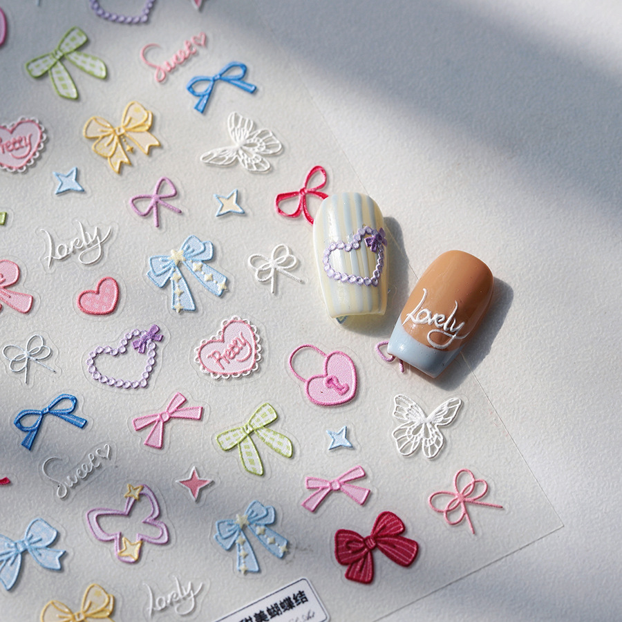 สติกเกอร์ติดเล็บลายโบว์ หัวใจ  - Nail Art Elegan บทวิจารณ์และราคา