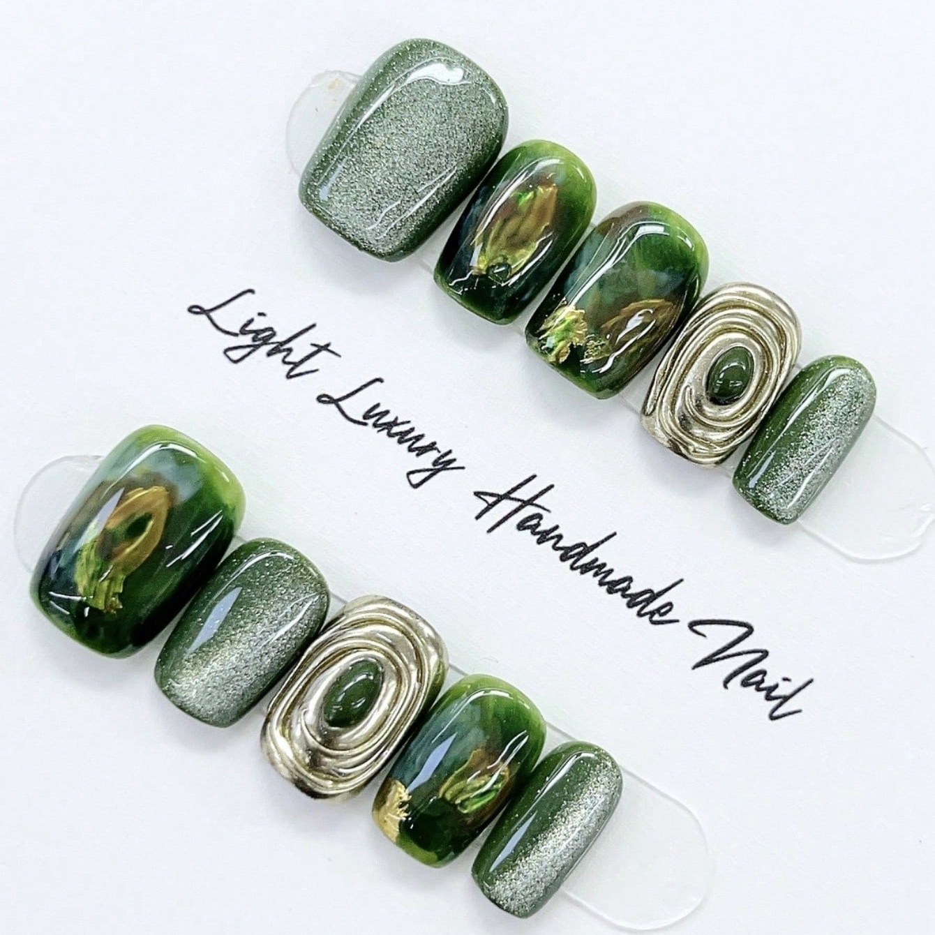 10 ชิ้น ชุดเล็บปลอมทรงสี่เหลี่ - Nail Art Overlay บทวิจารณ์และราคา